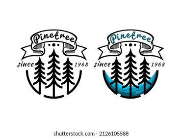 Logo Pine Tree Silhouette Vector Illustration Template with Simple Elegant Design Good for Any Industry