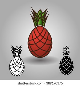Logo pineapple in three colors on a gray background