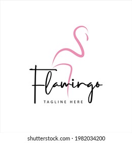 Logo pink flamingo, vector Illustration