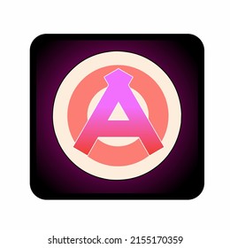 logo a with pink gradient color.  design for the app and brand logo.