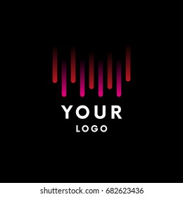 Logo with pink and red gradient lines on black background.Vector illustration, Graphic Design Editable For Your Design. Logo Symbol.