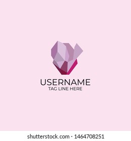 The logo of pink rose with polygonal style