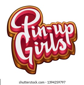 Logo pin-up girls isolated on white. Vector illustration