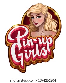 Logo pin-up girls isolated on white. Vector illustration