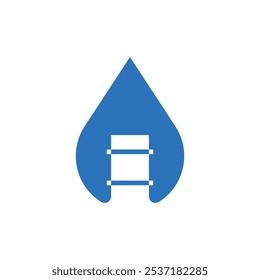 Logo pipe water blue clean unique design with blank background