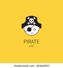 Logo. Pirate captain head. Flat style vector illustrations