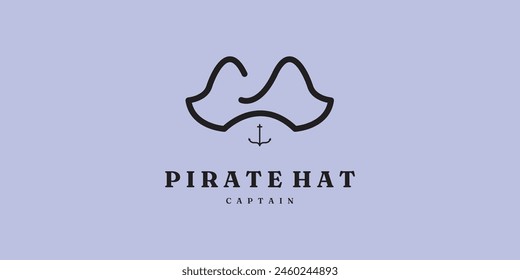 logo pirate hat line art vector icon minimalist illustration design