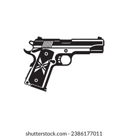 Logotipo del concepto de arma aislada del icono de pistola