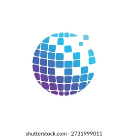 logo of pixel globe logo design