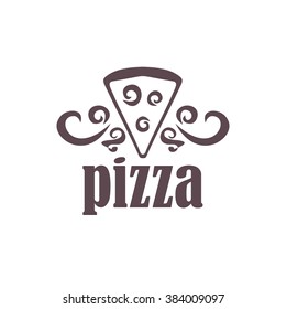 Logo pizza on a white background, vector format. For cafes and shops.