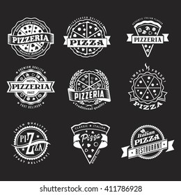 Logo Pizza Retro Vintage Pizzeria Sign Vector Logo Set Of Vintage Chalk Food Labels Templates For Pizza Restaurant On Chalkboard Background Logo Pizza Retro Vintage Pizzeria Sign Cut Classic Fast Rapi