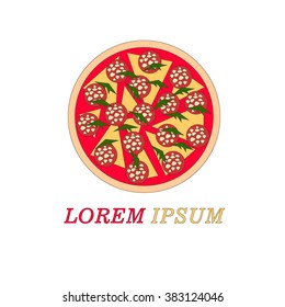 A logo for pizzeria with pizza