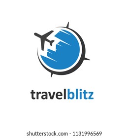 Logo of a plane around the globe (trip). Can be used for many kind of project. Full vectors, and suitable for travel companies.