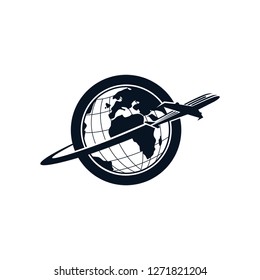 logo plane with globe around 