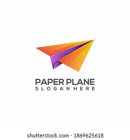 Logo Plane Origami Gradient Colorful Abstract Design Vector