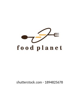 logo planet illustration  cutlery vector design template