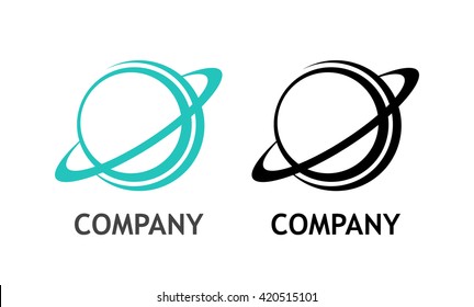 Logo with Planet like Saturn isolated on white 
