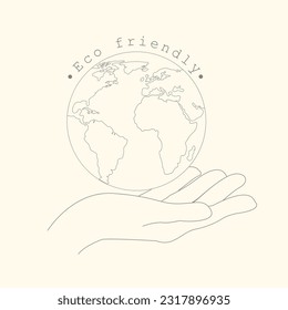 Planeta de logotipo ecológico disponible en la ilustración del vector de fondo beige