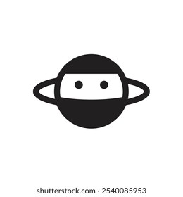 Logo planeta órbita ninja minimalista com fundo em branco