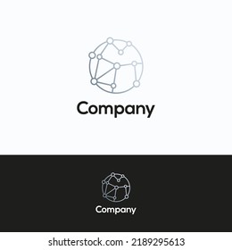 logotipo de С empresa. Plantilla de logotipo de información de búsqueda de planeta. Signo geotag de Big Data dot.