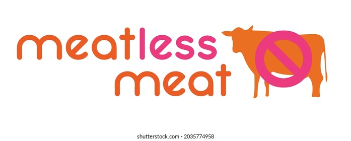A logo for a plant based protein product with an image of and orange cow and text reading "meatless meat" 
