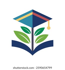 Logo with a plant for a Masterdegree vector art illustration
