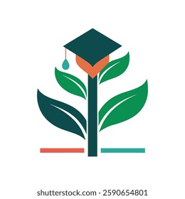Logo with a plant for a Masterdegree vector art illustration
