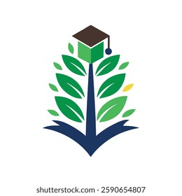Logo with a plant for a Masterdegree vector art illustration
