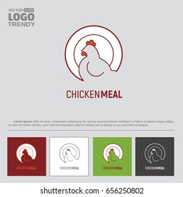 Logo with plate and white hen.
Symbol of chicken meals etc. Several color variations for logo usability.