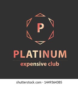 logo platinum with frame simple design and colors rose gold gradient