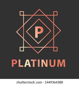logo platinum with frame simple design and colors rose gold gradient
