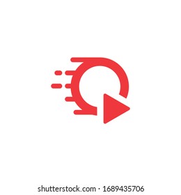 logo play button, play logo in fast circle in red color vector illustration