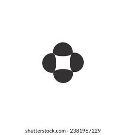 Logo oder Pluszeichen-Symbol mit 4 Halbkreisen und transparentem Hintergrund