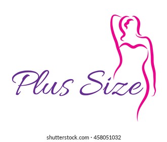 Logo Plus Size Woman. Curvy Woman Symbol, Logo. Vector Illustration