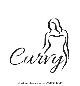 Logo Plus Size Woman. Curvy Woman Symbol, Logo. Vector Illustration