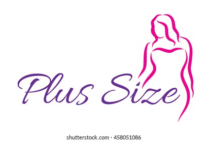 Logo Plus Size Woman. Curvy Woman Symbol, Logo. Vector Illustration