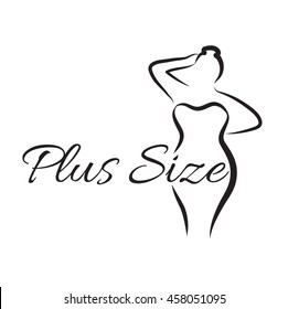 Logo Plus Size Woman. Curvy Woman Symbol, Logo. Vector Illustration