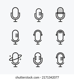 Logo podcast microphone icon collection