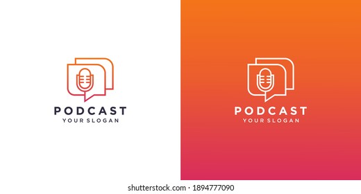 Logo podcast talk with microphone