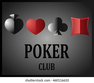 Logo for the poker club with the image of card suits and inscriptions