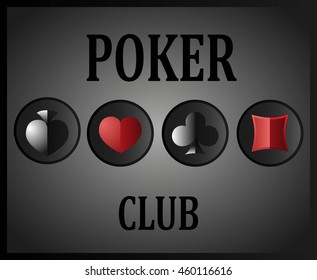 Logo for the poker club with the image of card suits and inscriptions