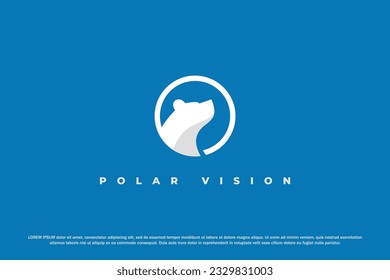 logotipo oso polar círculo azul color de forma blanco