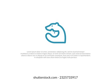 logo polar bear mom baby parenting hug line art