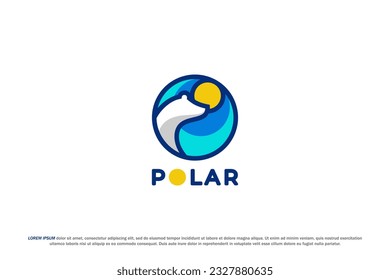 logo polar bear sunset sunrise north south pole animal wildlife circle