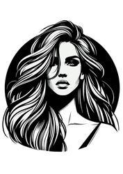 Logo Portrait Of Beautiful Woman With Long Hair