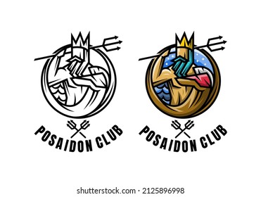 Logo Poseidon Club Vector Illustration Template with Simple Elegant Design Good for Any Industry