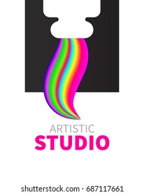 Logo, poster art studio, workshop. Icon master classes on drawing. Vector illustration