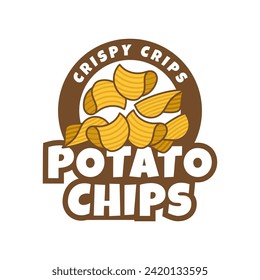 Logo Potato chips, Food and Snack logo with Simple Potato Cartoon, Unique Food, Snack, Chips Business identity Vector Icon isolated on white background