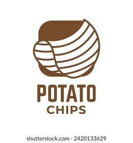 Logo Potato chips, Food and Snack logo with Simple Potato Cartoon, Unique Food, Snack, Chips Business identity Vector Icon isolated on white background