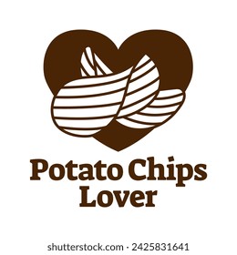 Logo Potato chips, Food and Snack logo with Simple Potato Cartoon, Unique Food, Snack, Chips Business identity Vector Icon isolated on white background